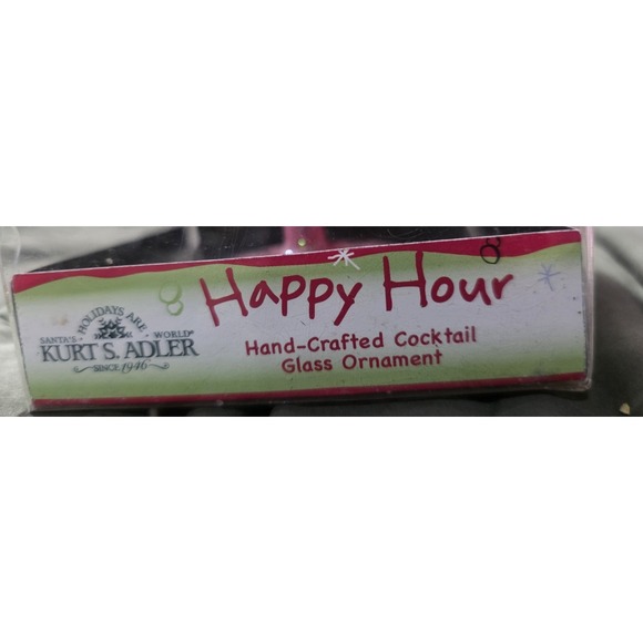 Kurt S Adler Happy Hour Watermelon Martini Cocktail Glass Christmas Ornament NIB - Picture 2 of 8